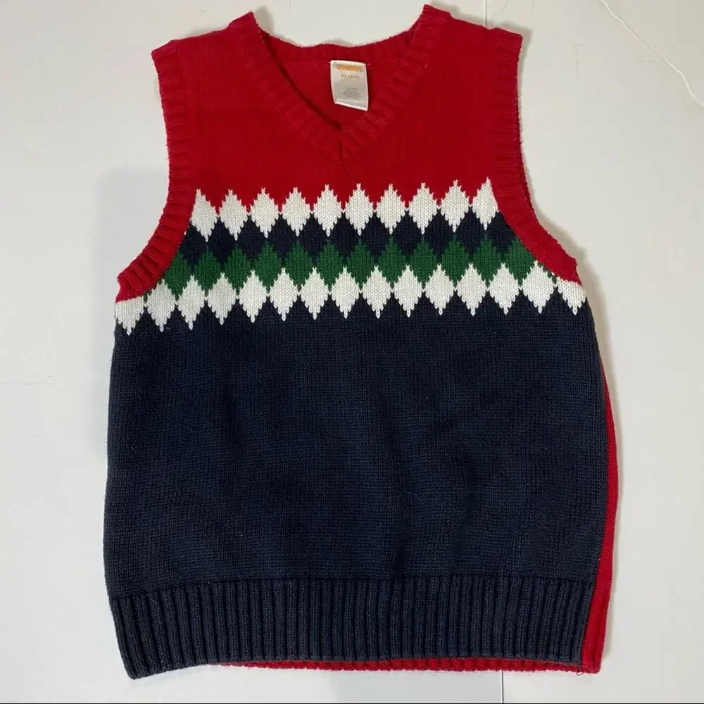 GYMBOREE sweater vest boys 3T ACE PILOT Diamond Argyle XS 3T 4T